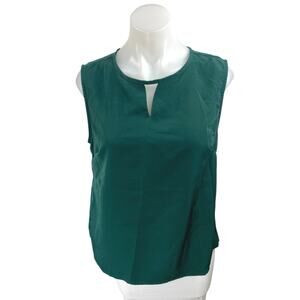 Allen Solly Green Sleeveless Cutout Keyhole Cropped Shirt Blouse Tank Top Size L